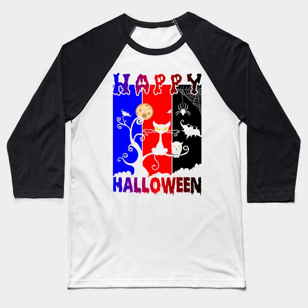 Happy Halloween - Polyamorous Pride Baseball T-Shirt by Fusti